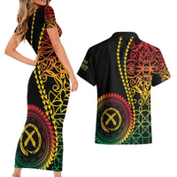 Proudly Ni-Van Sandroing Inspired Classic Style Couples Matching Short Sleeve Bodycon Dress and Hawaiian Shirt LT7 - Polynesian Pride