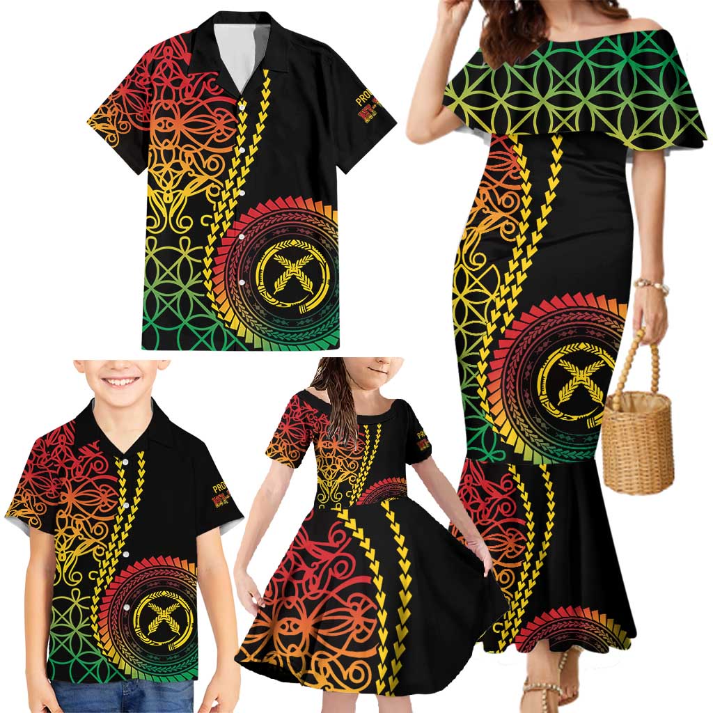 Proudly Ni-Van Sandroing Inspired Classic Style Family Matching Mermaid Dress and Hawaiian Shirt LT7 - Polynesian Pride