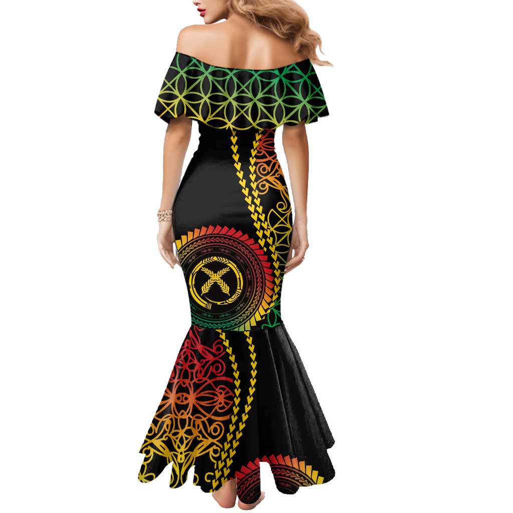 Proudly Ni-Van Sandroing Inspired Classic Style Family Matching Mermaid Dress and Hawaiian Shirt LT7 - Polynesian Pride