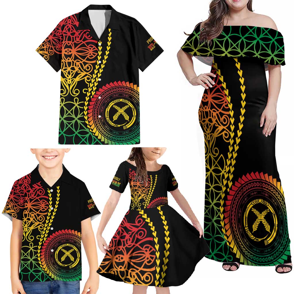 Proudly Ni-Van Sandroing Inspired Classic Style Family Matching Off Shoulder Maxi Dress and Hawaiian Shirt