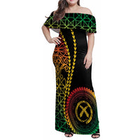 Proudly Ni-Van Sandroing Inspired Classic Style Family Matching Off Shoulder Maxi Dress and Hawaiian Shirt