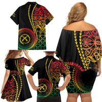 Proudly Ni-Van Sandroing Inspired Classic Style Family Matching Off Shoulder Short Dress and Hawaiian Shirt