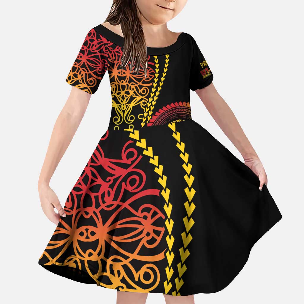 Proudly Ni-Van Sandroing Inspired Classic Style Family Matching Summer Maxi Dress and Hawaiian Shirt LT7 Daughter's Dress Colorful - Polynesian Pride
