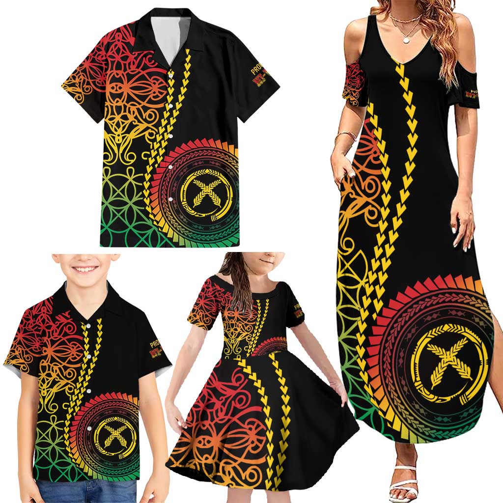 Proudly Ni-Van Sandroing Inspired Classic Style Family Matching Summer Maxi Dress and Hawaiian Shirt LT7 - Polynesian Pride