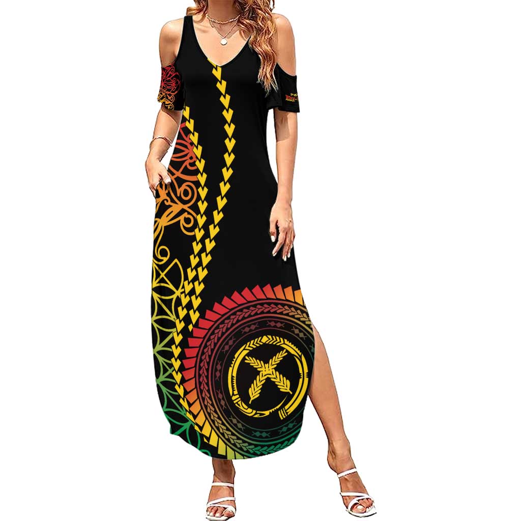 Proudly Ni-Van Sandroing Inspired Classic Style Family Matching Summer Maxi Dress and Hawaiian Shirt LT7 Mom's Dress Colorful - Polynesian Pride