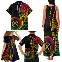 Proudly Ni-Van Sandroing Inspired Classic Style Family Matching Tank Maxi Dress and Hawaiian Shirt LT7 - Polynesian Pride