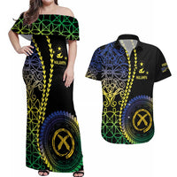 Proudly Ni-Van Sandroing Inspired Couples Matching Off Shoulder Maxi Dress and Hawaiian Shirt Malampa Classic Style LT7 Colorful - Polynesian Pride