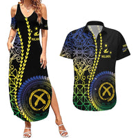 Proudly Ni-Van Sandroing Inspired Couples Matching Summer Maxi Dress and Hawaiian Shirt Malampa Classic Style LT7 Colorful - Polynesian Pride