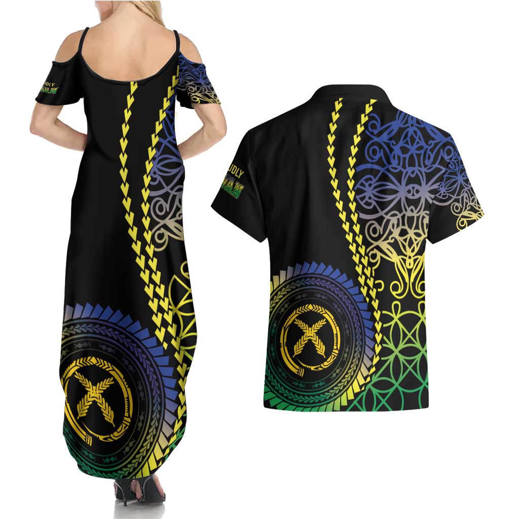 Proudly Ni-Van Sandroing Inspired Couples Matching Summer Maxi Dress and Hawaiian Shirt Malampa Classic Style LT7 - Polynesian Pride