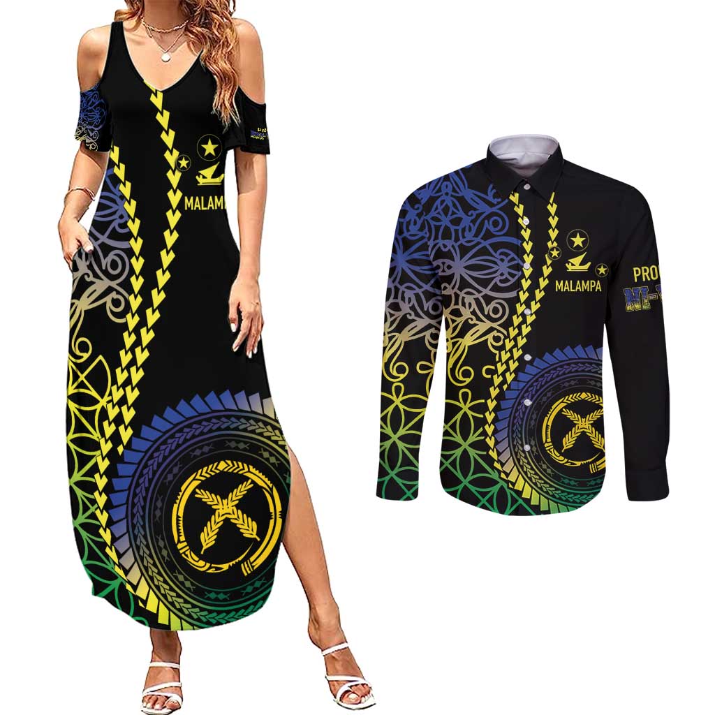 Proudly Ni-Van Sandroing Inspired Couples Matching Summer Maxi Dress and Long Sleeve Button Shirt Malampa Classic Style
