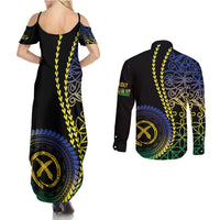 Proudly Ni-Van Sandroing Inspired Couples Matching Summer Maxi Dress and Long Sleeve Button Shirt Malampa Classic Style