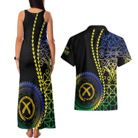 Proudly Ni-Van Sandroing Inspired Couples Matching Tank Maxi Dress and Hawaiian Shirt Malampa Classic Style LT7 - Polynesian Pride