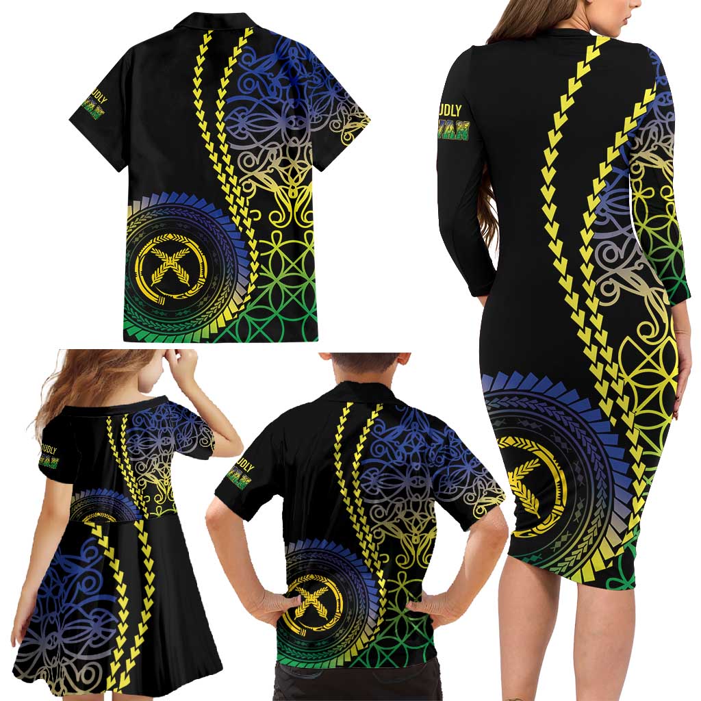 Proudly Ni-Van Sandroing Inspired Family Matching Long Sleeve Bodycon Dress and Hawaiian Shirt Malampa Classic Style LT7 - Polynesian Pride