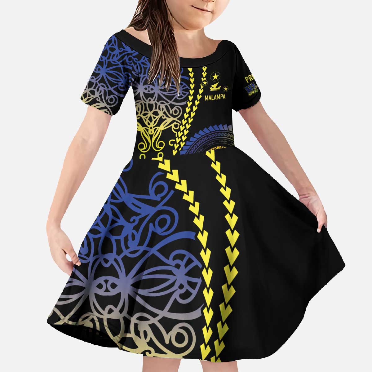 Proudly Ni-Van Sandroing Inspired Family Matching Off The Shoulder Long Sleeve Dress and Hawaiian Shirt Malampa Classic Style