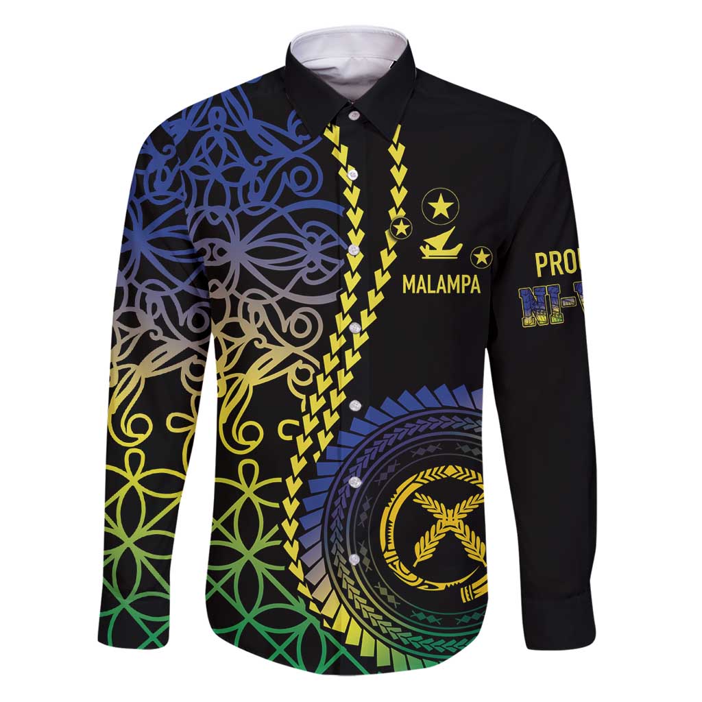Proudly Ni-Van Sandroing Inspired Family Matching Puletasi and Hawaiian Shirt Malampa Classic Style LT7 Dad's Shirt - Long Sleeve Colorful - Polynesian Pride
