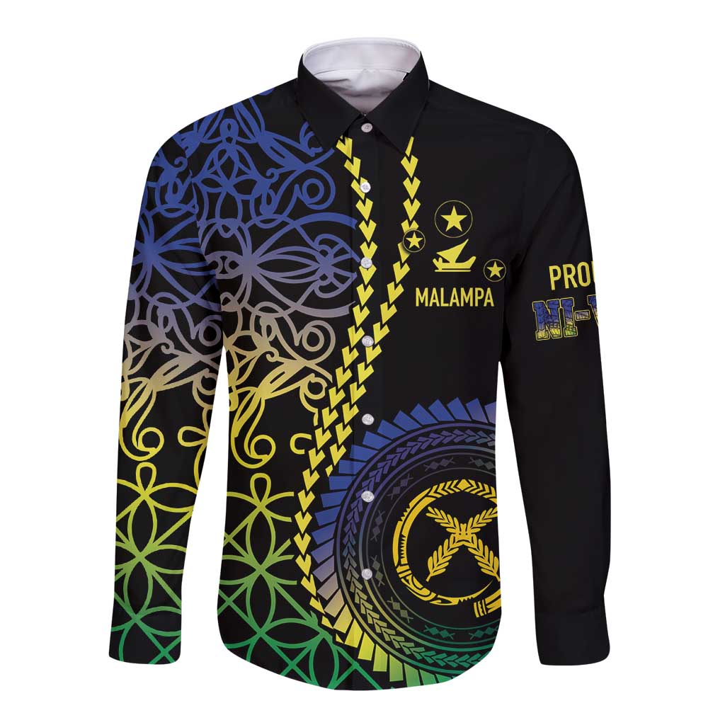 Proudly Ni-Van Sandroing Inspired Long Sleeve Button Shirt Malampa Classic Style LT7 Unisex Colorful - Polynesian Pride