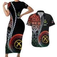 Proudly Ni-Van Sandroing Inspired Couples Matching Short Sleeve Bodycon Dress and Hawaiian Shirt Penama Classic Style LT7 Colorful - Polynesian Pride