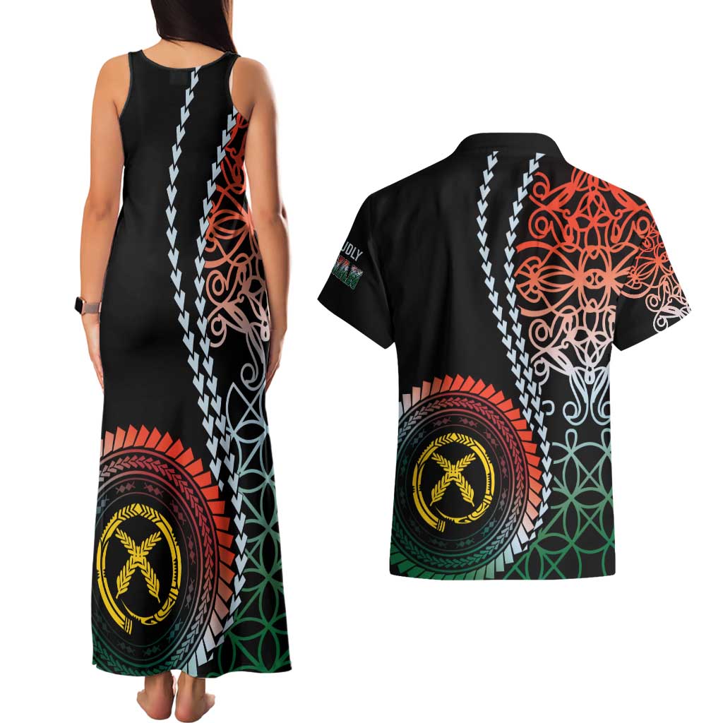 Proudly Ni-Van Sandroing Inspired Couples Matching Tank Maxi Dress and Hawaiian Shirt Penama Classic Style LT7 - Polynesian Pride