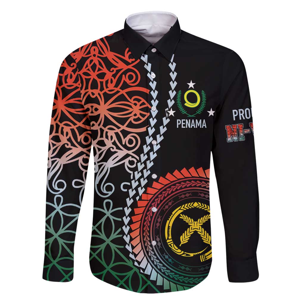 Proudly Ni-Van Sandroing Inspired Family Matching Puletasi and Hawaiian Shirt Penama Classic Style LT7 Dad's Shirt - Long Sleeve Colorful - Polynesian Pride