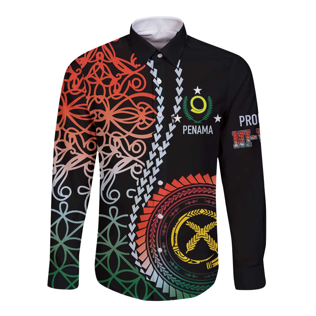 Proudly Ni-Van Sandroing Inspired Long Sleeve Button Shirt Penama Classic Style LT7 Unisex Colorful - Polynesian Pride