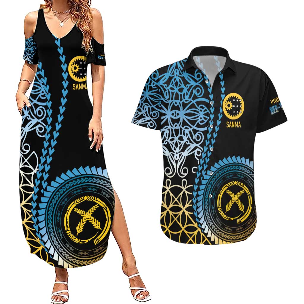 Proudly Ni-Van Sandroing Inspired Couples Matching Summer Maxi Dress and Hawaiian Shirt Sanma Classic Style LT7 Colorful - Polynesian Pride