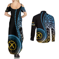 Proudly Ni-Van Sandroing Inspired Couples Matching Summer Maxi Dress and Long Sleeve Button Shirt Sanma Classic Style