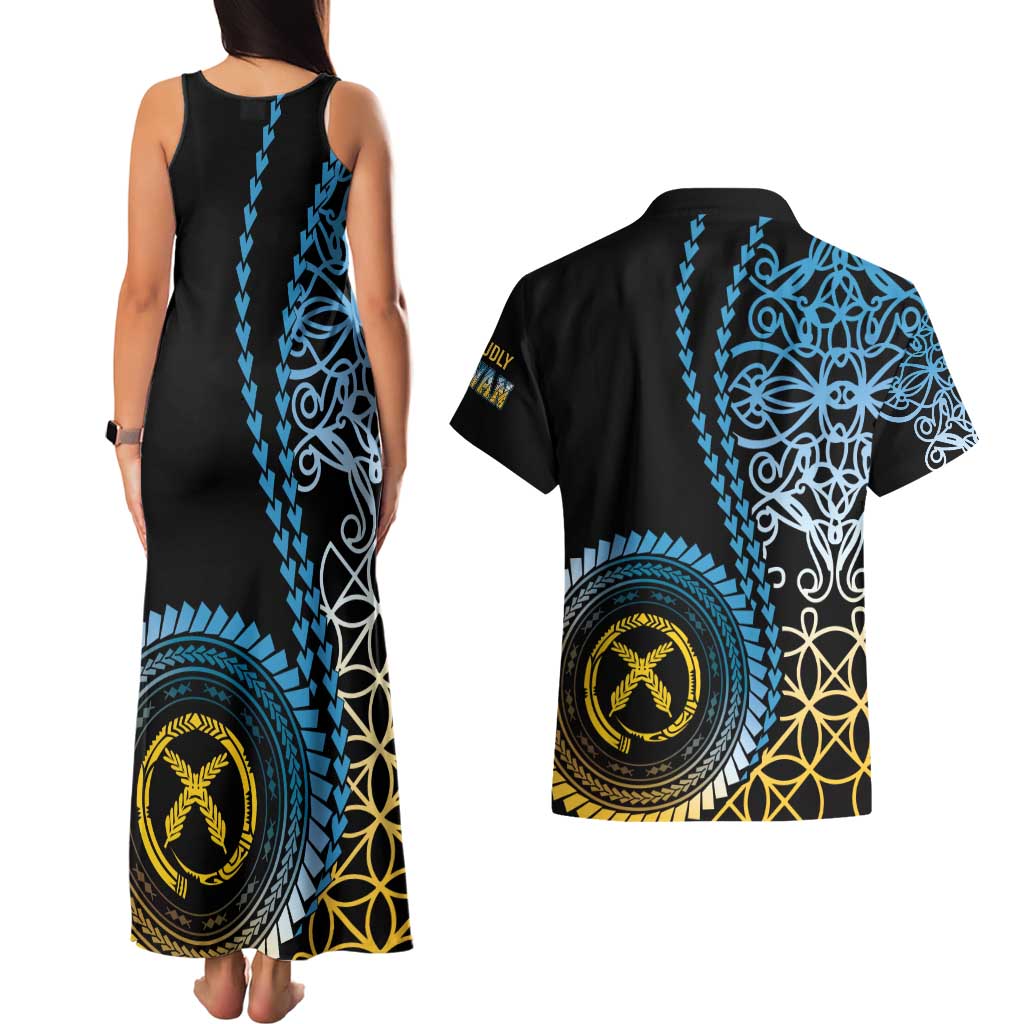 Proudly Ni-Van Sandroing Inspired Couples Matching Tank Maxi Dress and Hawaiian Shirt Sanma Classic Style LT7 - Polynesian Pride