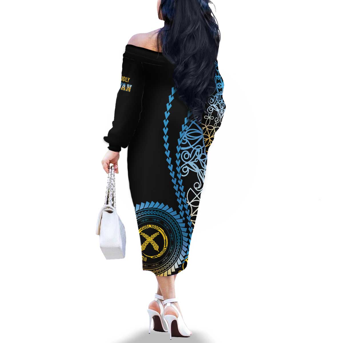 Proudly Ni-Van Sandroing Inspired Family Matching Off The Shoulder Long Sleeve Dress and Hawaiian Shirt Sanma Classic Style