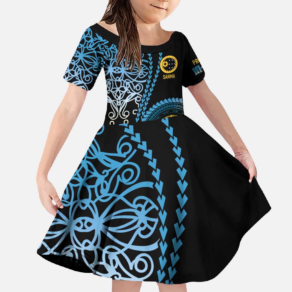 Proudly Ni-Van Sandroing Inspired Family Matching Summer Maxi Dress and Hawaiian Shirt Sanma Classic Style LT7 Daughter's Dress Colorful - Polynesian Pride