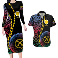 Proudly Ni-Van Sandroing Inspired Couples Matching Long Sleeve Bodycon Dress and Hawaiian Shirt Shefa Classic Style LT7 Colorful - Polynesian Pride
