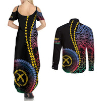 Proudly Ni-Van Sandroing Inspired Couples Matching Summer Maxi Dress and Long Sleeve Button Shirt Shefa Classic Style LT7 - Polynesian Pride