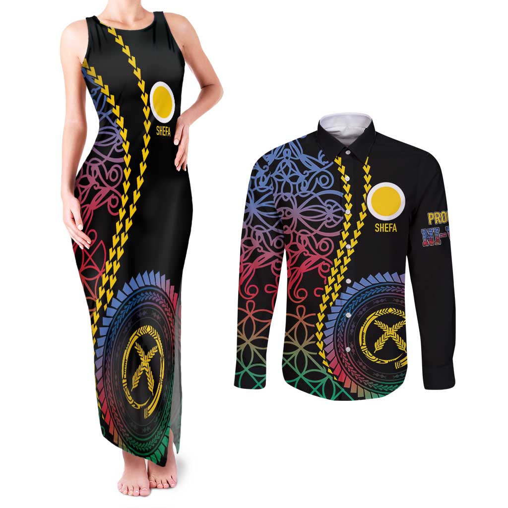 Proudly Ni-Van Sandroing Inspired Couples Matching Tank Maxi Dress and Long Sleeve Button Shirt Shefa Classic Style