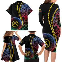 Proudly Ni-Van Sandroing Inspired Family Matching Long Sleeve Bodycon Dress and Hawaiian Shirt Shefa Classic Style LT7 - Polynesian Pride