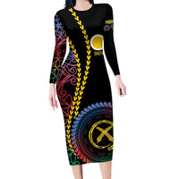 Proudly Ni-Van Sandroing Inspired Family Matching Long Sleeve Bodycon Dress and Hawaiian Shirt Shefa Classic Style LT7 Mom's Dress Colorful - Polynesian Pride