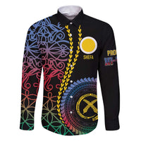Proudly Ni-Van Sandroing Inspired Family Matching Puletasi and Hawaiian Shirt Shefa Classic Style LT7 Dad's Shirt - Long Sleeve Colorful - Polynesian Pride