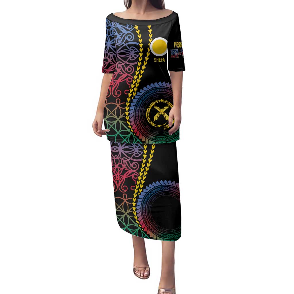 Proudly Ni-Van Sandroing Inspired Family Matching Puletasi and Hawaiian Shirt Shefa Classic Style LT7 Mom's Dress Colorful - Polynesian Pride
