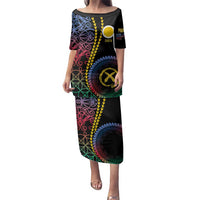Proudly Ni-Van Sandroing Inspired Family Matching Puletasi and Hawaiian Shirt Shefa Classic Style LT7 Mom's Dress Colorful - Polynesian Pride