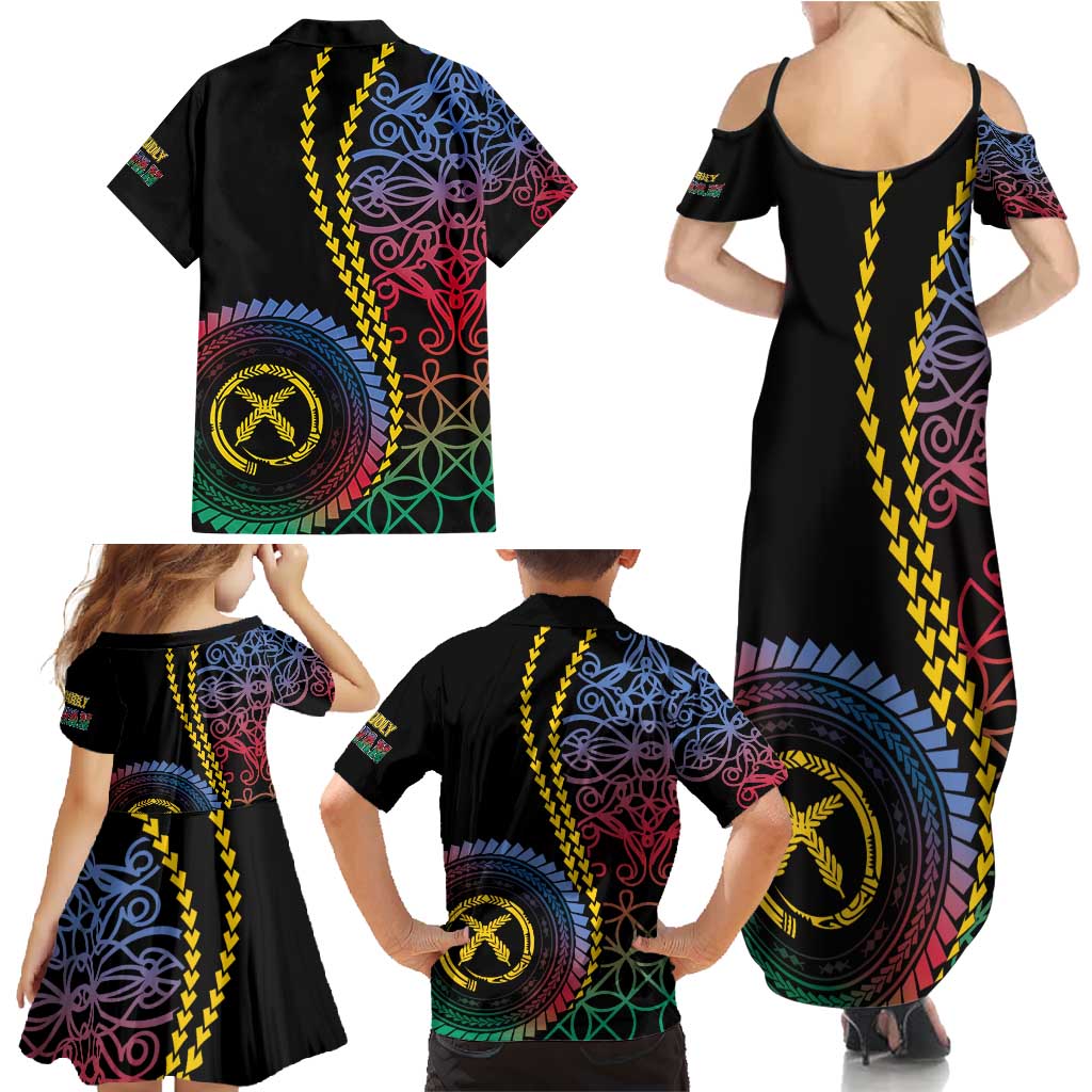Proudly Ni-Van Sandroing Inspired Family Matching Summer Maxi Dress and Hawaiian Shirt Shefa Classic Style LT7 - Polynesian Pride