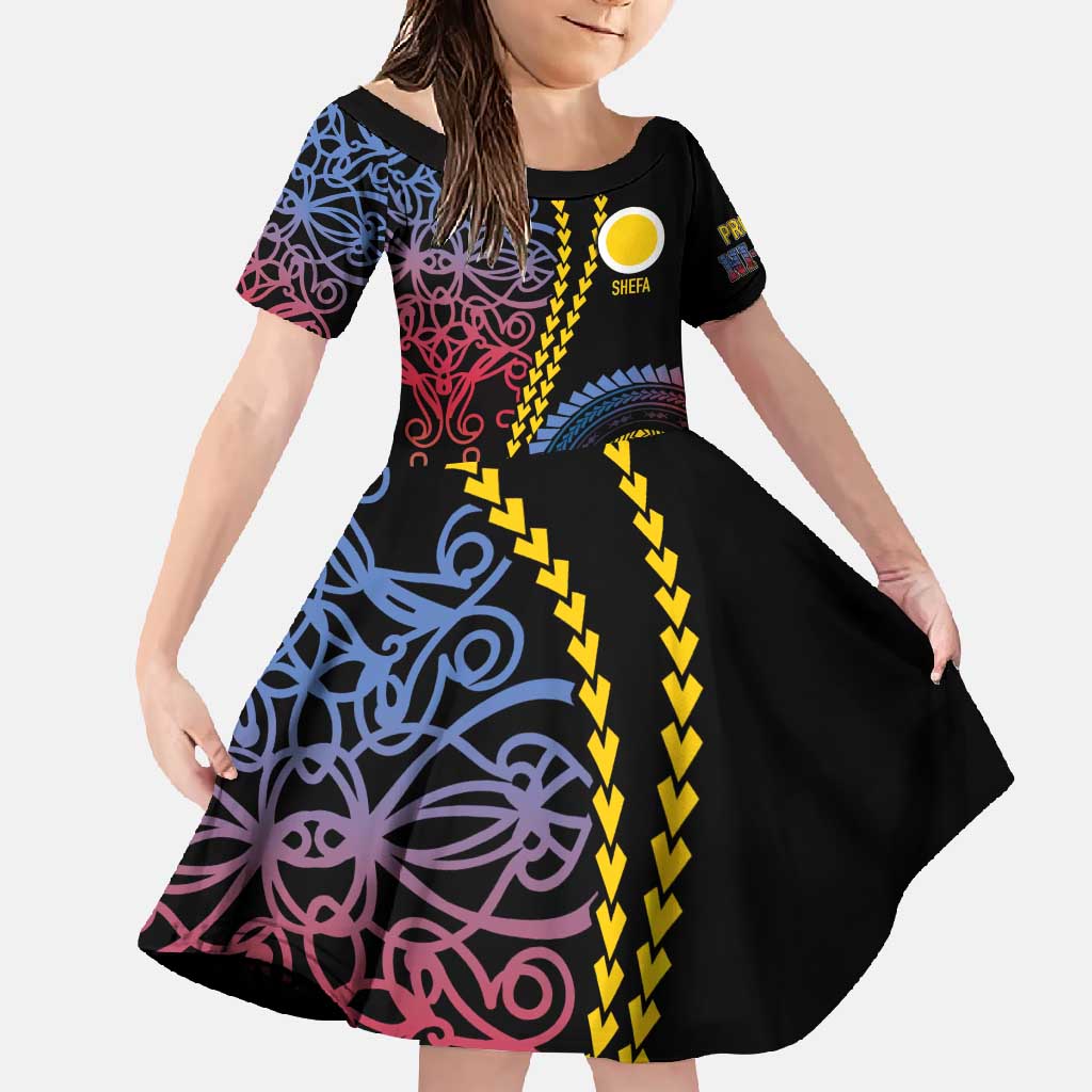 Proudly Ni-Van Sandroing Inspired Family Matching Tank Maxi Dress and Hawaiian Shirt Shefa Classic Style LT7 Daughter's Dress Colorful - Polynesian Pride