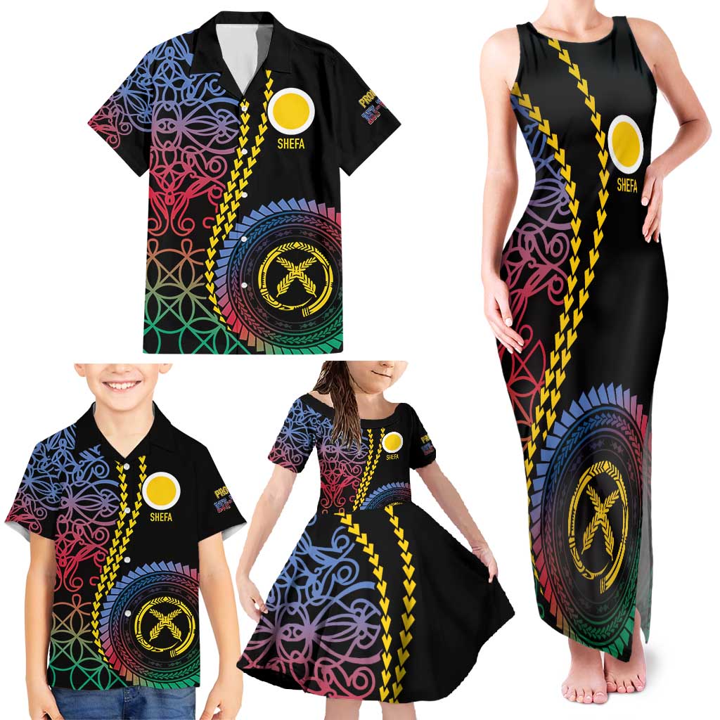 Proudly Ni-Van Sandroing Inspired Family Matching Tank Maxi Dress and Hawaiian Shirt Shefa Classic Style LT7 - Polynesian Pride