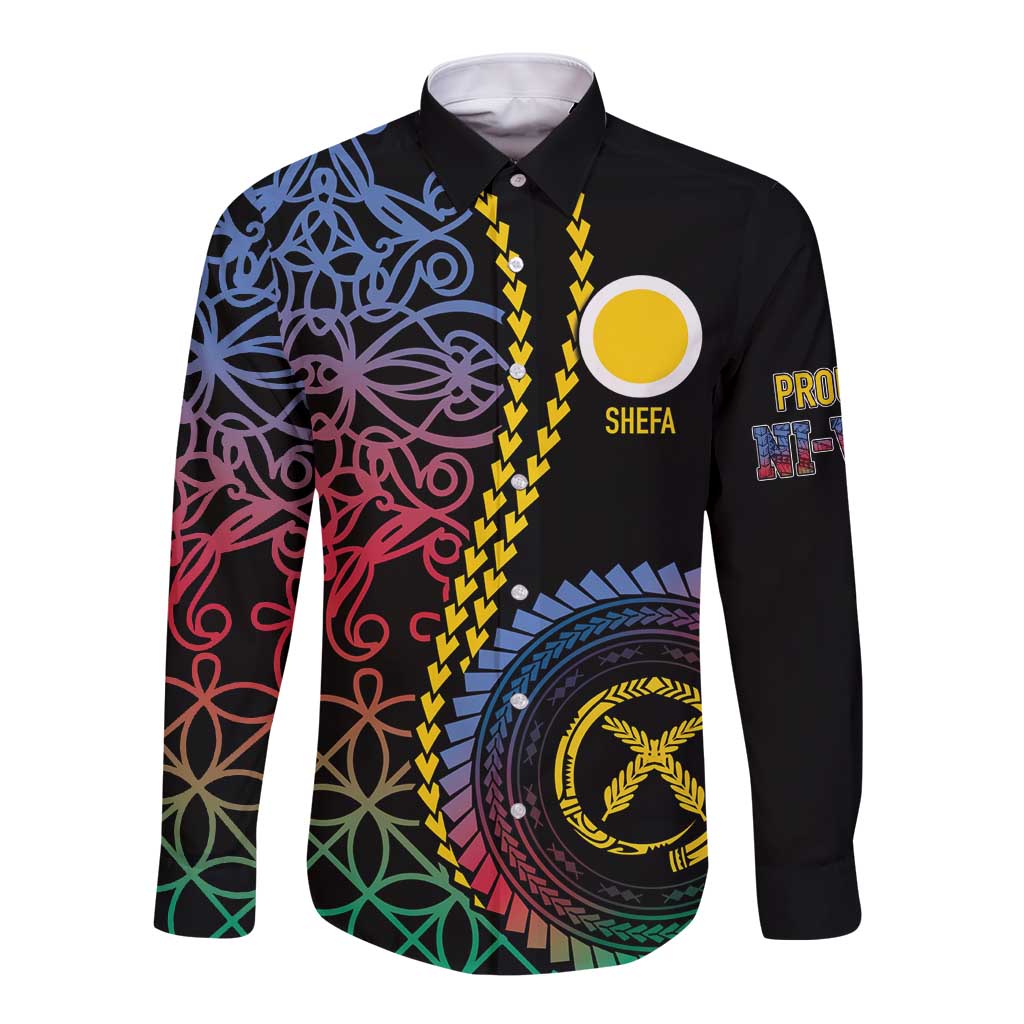 Proudly Ni-Van Sandroing Inspired Long Sleeve Button Shirt Shefa Classic Style LT7 Unisex Colorful - Polynesian Pride