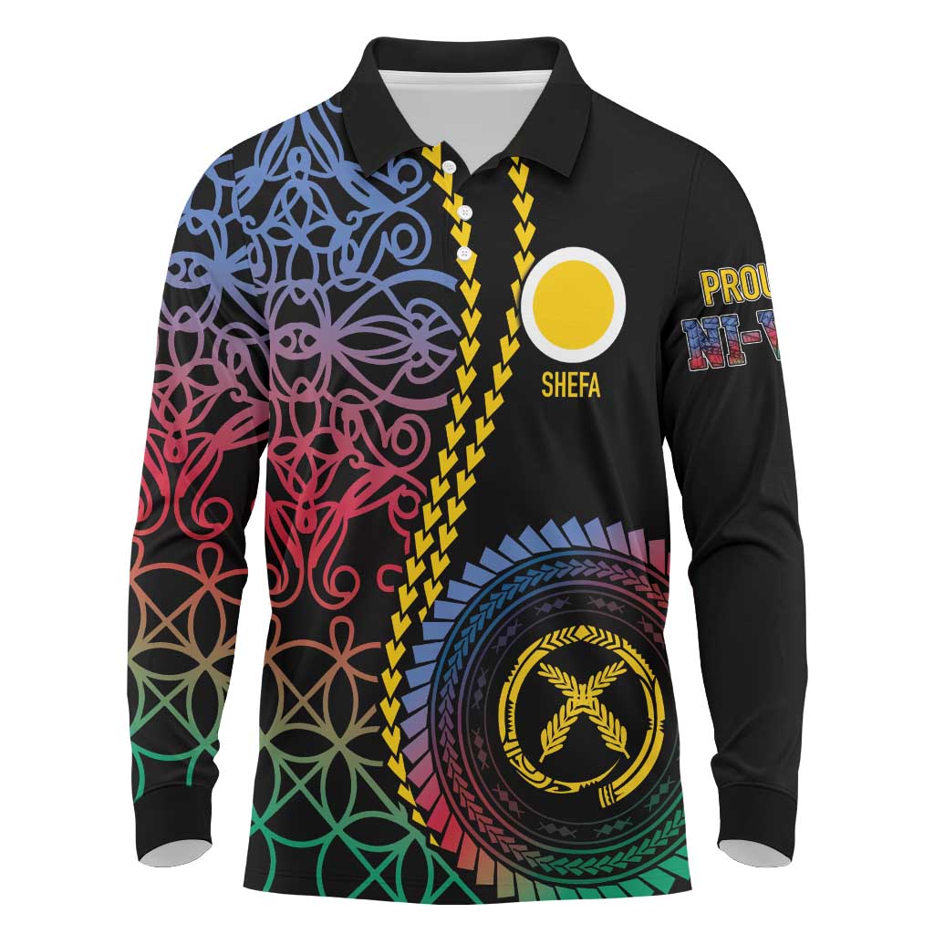Proudly Ni-Van Sandroing Inspired Long Sleeve Polo Shirt Shefa Classic Style LT7 Colorful - Polynesian Pride