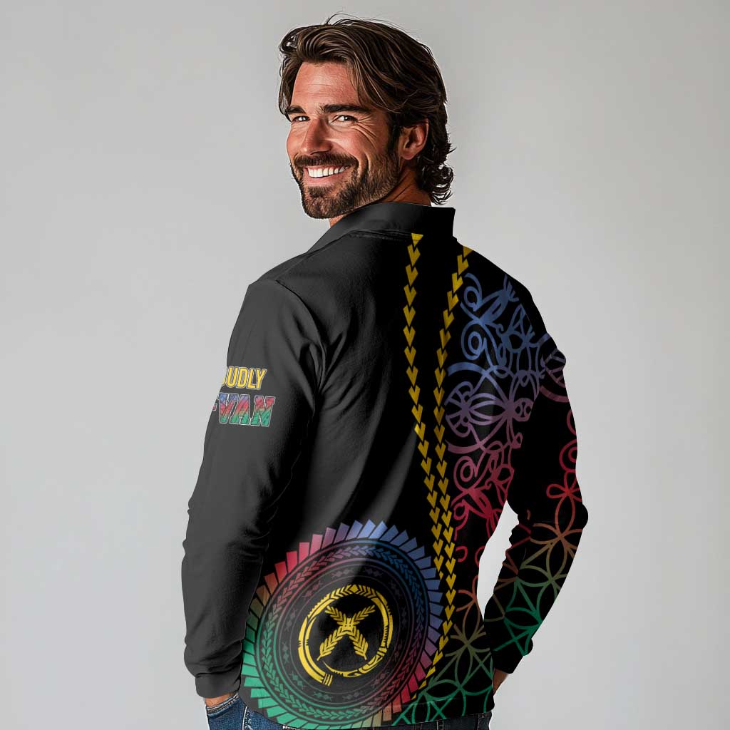 Proudly Ni-Van Sandroing Inspired Long Sleeve Polo Shirt Shefa Classic Style LT7 - Polynesian Pride