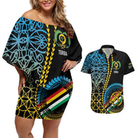 Proudly Ni-Van Sandroing Inspired Couples Matching Off Shoulder Short Dress and Hawaiian Shirt Torba Classic Style