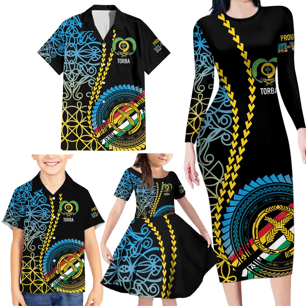Proudly Ni-Van Sandroing Inspired Family Matching Long Sleeve Bodycon Dress and Hawaiian Shirt Torba Classic Style LT7 - Polynesian Pride