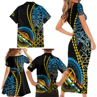 Proudly Ni-Van Sandroing Inspired Family Matching Short Sleeve Bodycon Dress and Hawaiian Shirt Torba Classic Style LT7 - Polynesian Pride