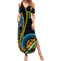 Proudly Ni-Van Sandroing Inspired Family Matching Summer Maxi Dress and Hawaiian Shirt Torba Classic Style LT7 Mom's Dress Colorful - Polynesian Pride