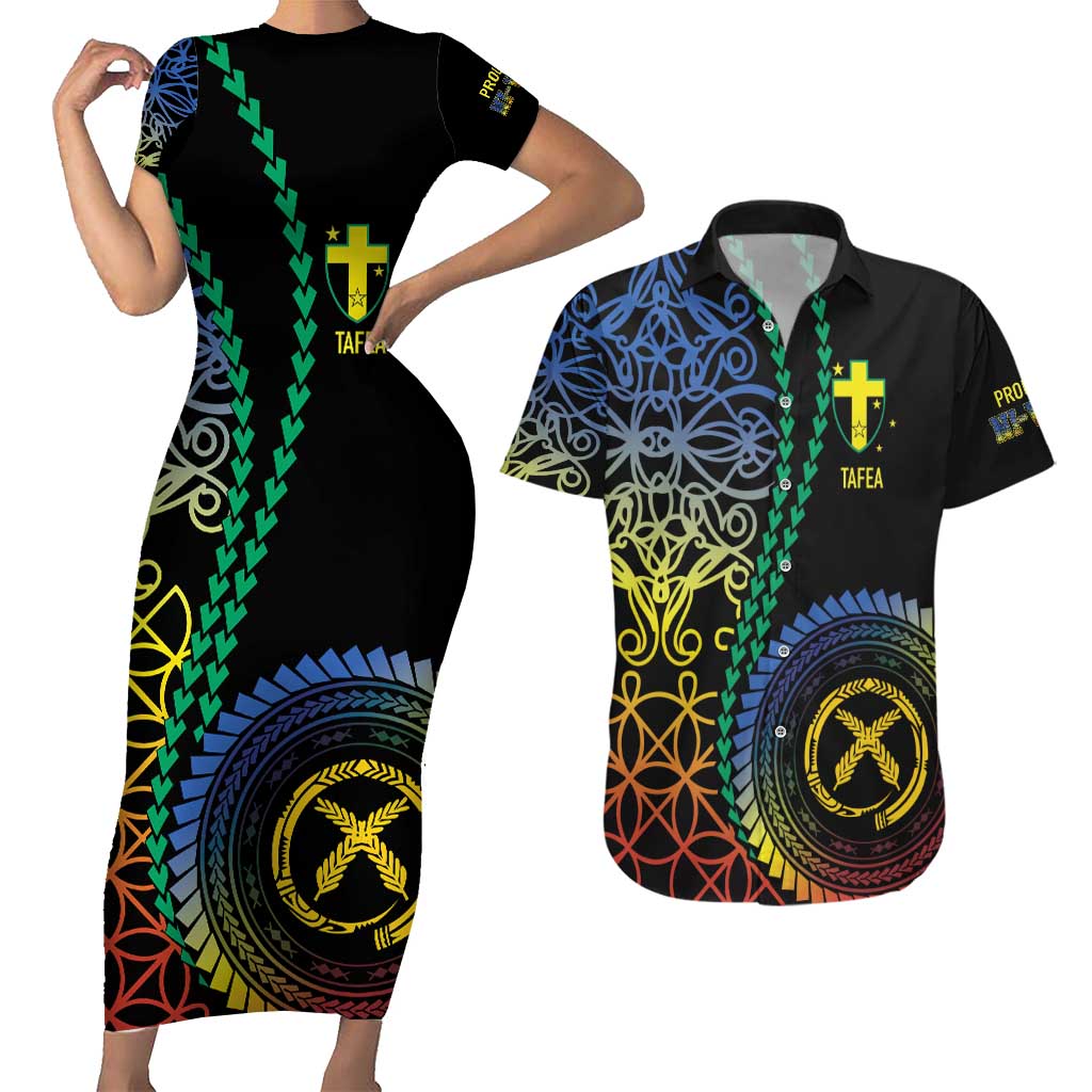 Proudly Ni-Van Sandroing Inspired Couples Matching Short Sleeve Bodycon Dress and Hawaiian Shirt Tafea Classic Style LT7 Colorful - Polynesian Pride