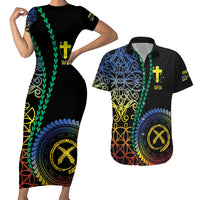 Proudly Ni-Van Sandroing Inspired Couples Matching Short Sleeve Bodycon Dress and Hawaiian Shirt Tafea Classic Style LT7 Colorful - Polynesian Pride