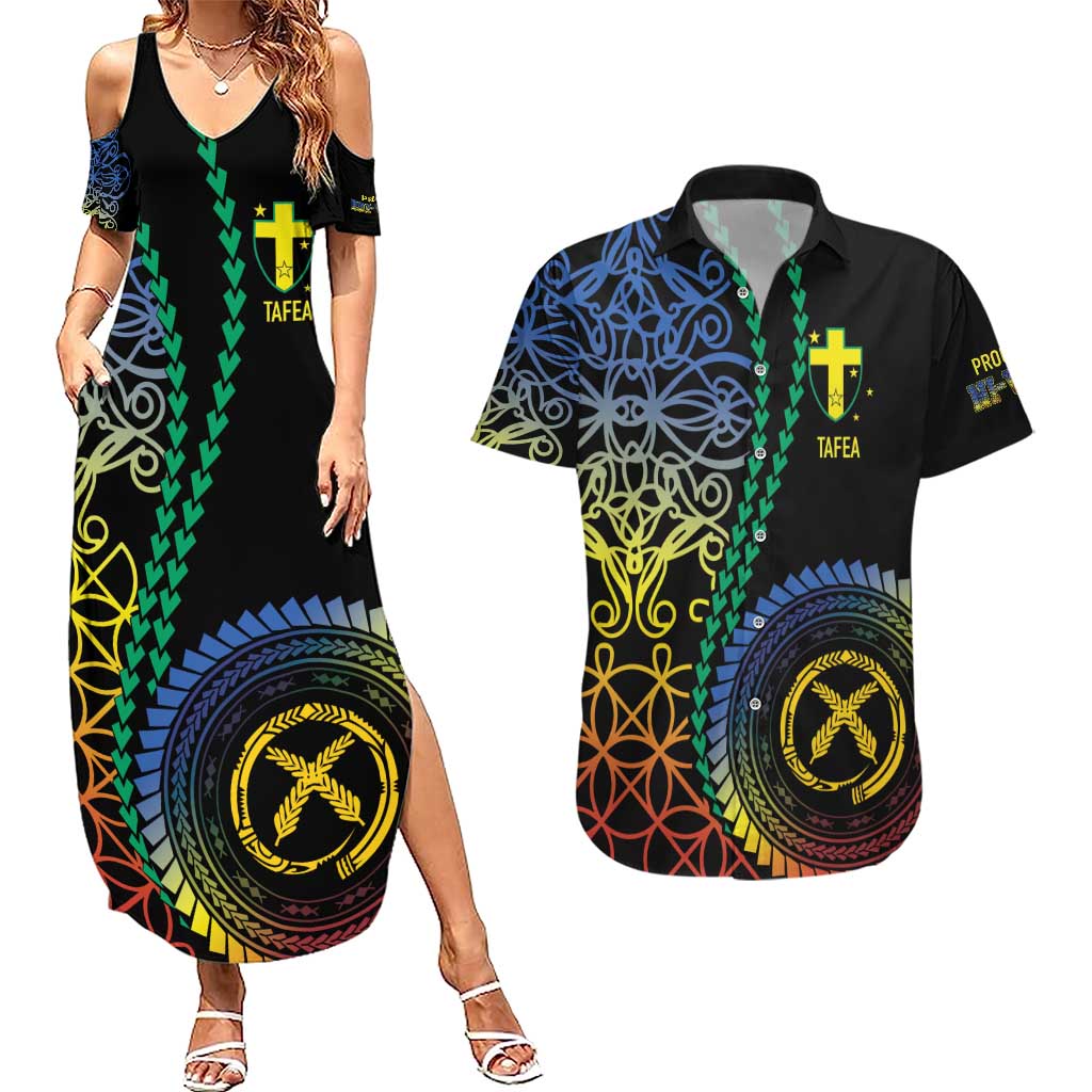 Proudly Ni-Van Sandroing Inspired Couples Matching Summer Maxi Dress and Hawaiian Shirt Tafea Classic Style LT7 Colorful - Polynesian Pride